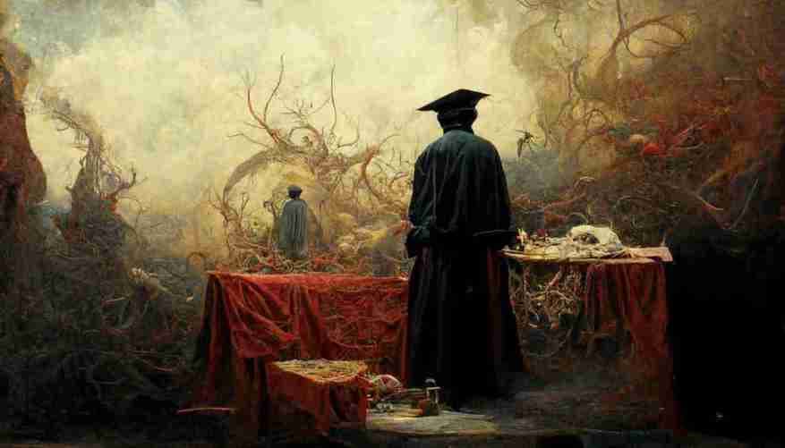 A person searching for something in a dream